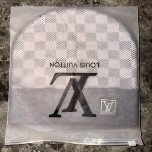 Louis Vuitton Checkered Gray and White Beanie